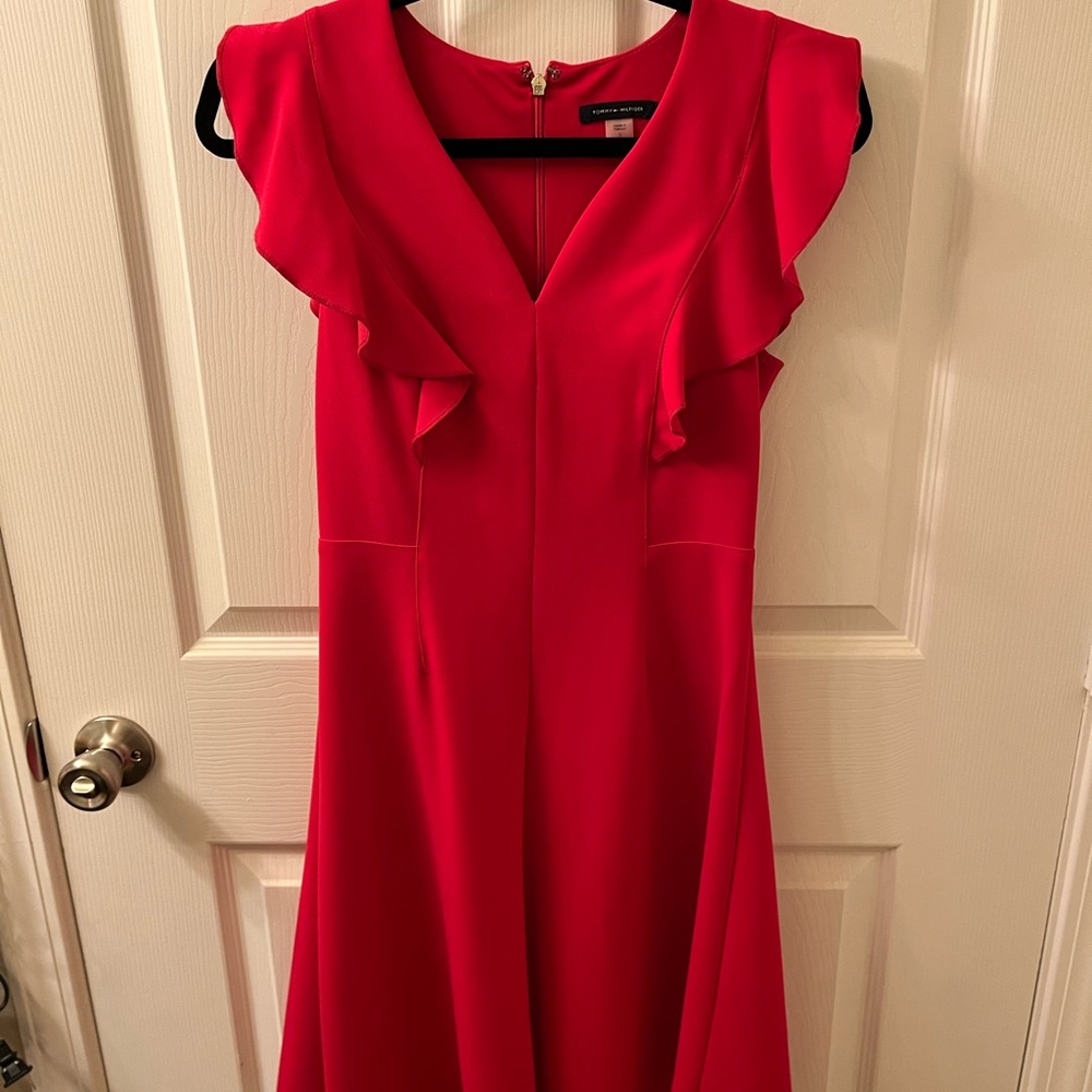 Tommy Hilfiger Womens Pink Sleeveless Knee Length Fit & Flare Dress